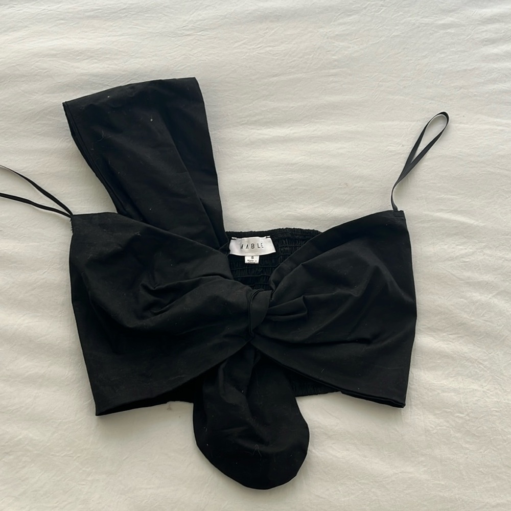 Black one shoulder crop top